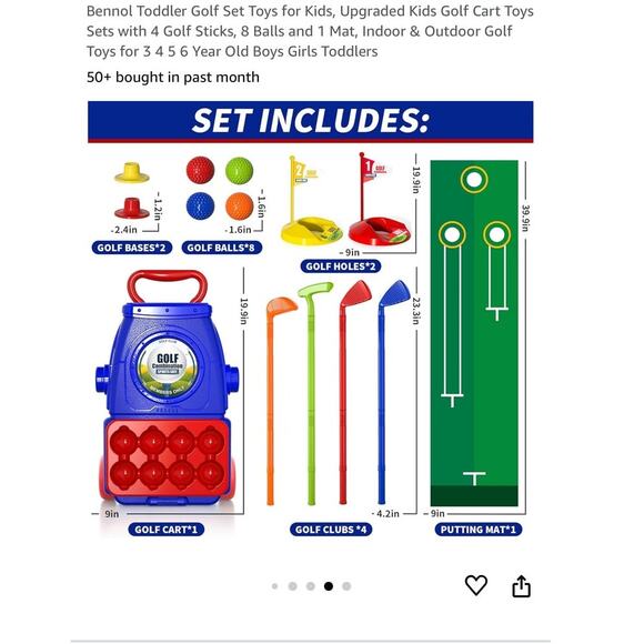 Toddler Golf Tournament Set Kids Golf Cart Toys - Picture 9 of 9